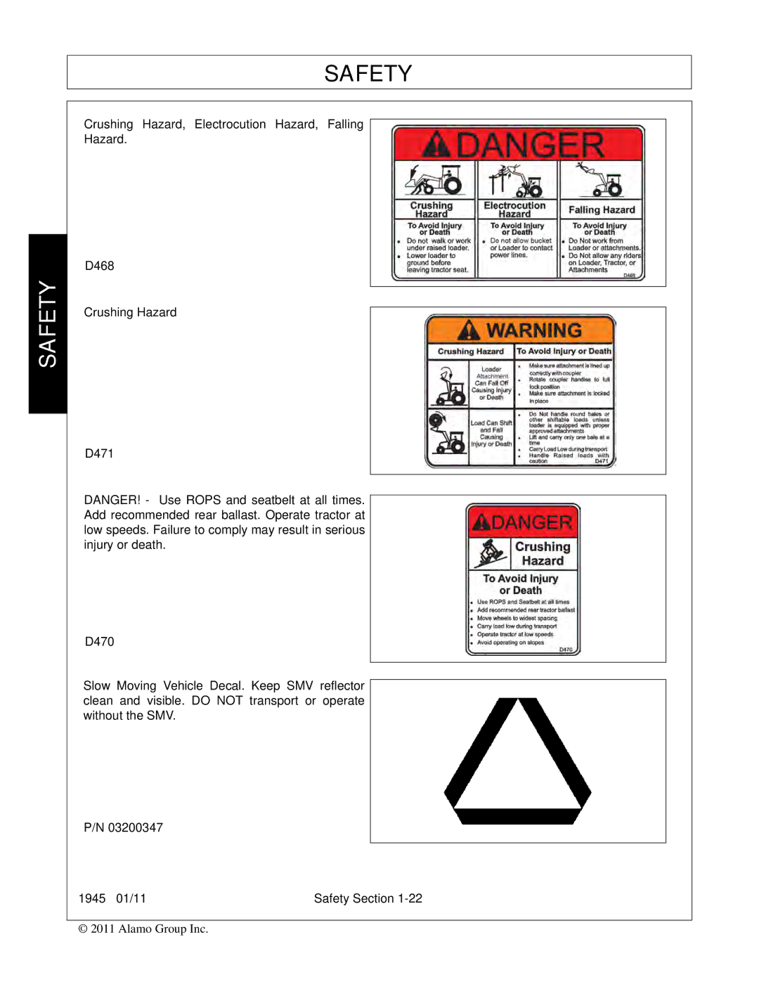 Bush Hog 1945 manual Safety 