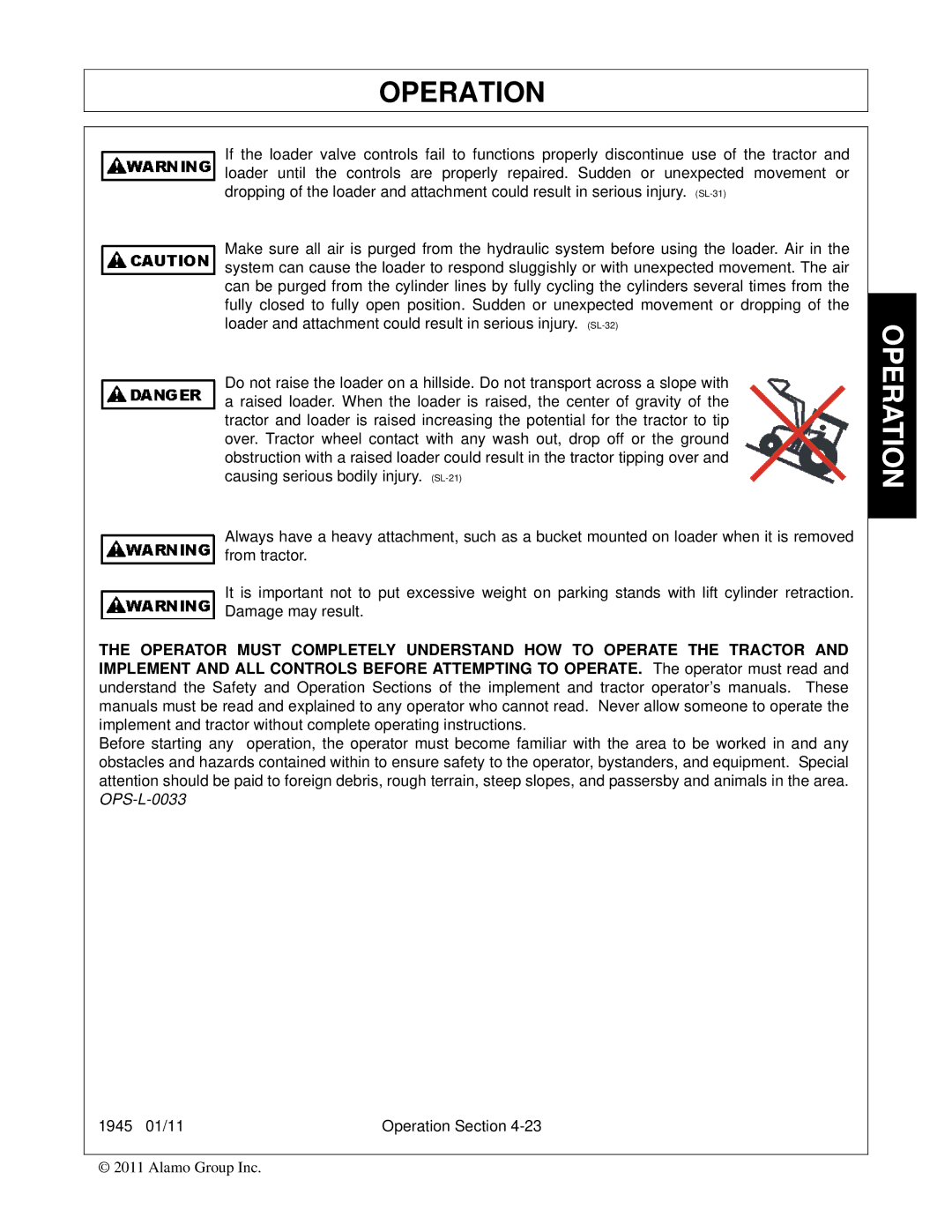 Bush Hog 1945 manual Operation 