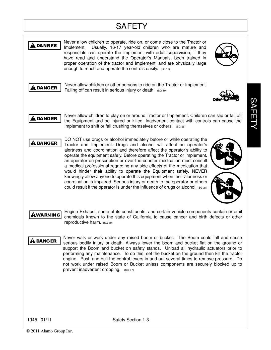 Bush Hog manual 1945 01/11 Safety Section 