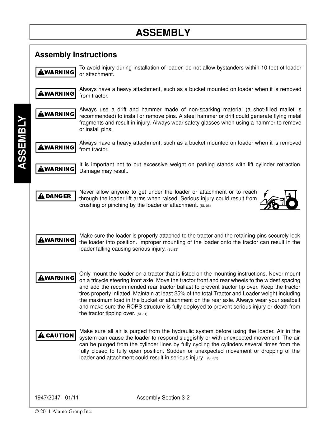 Bush Hog 1947, 2047 manual Assembly Instructions 