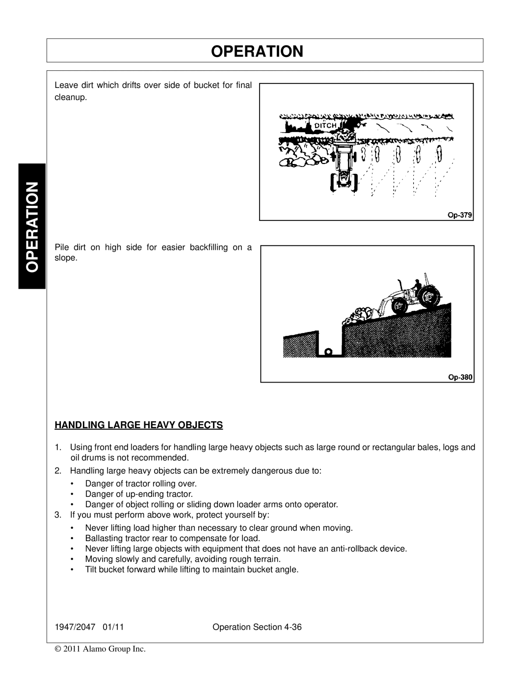 Bush Hog 1947, 2047 manual Handling Large Heavy Objects 