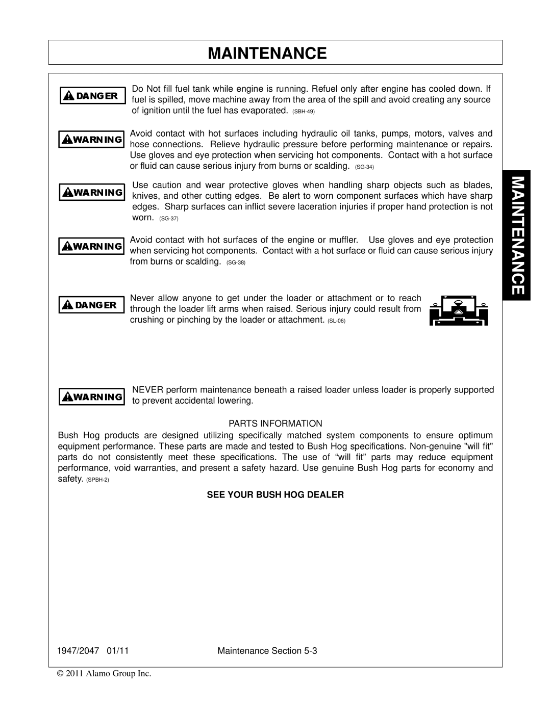 Bush Hog manual 1947/2047 01/11 Maintenance Section 