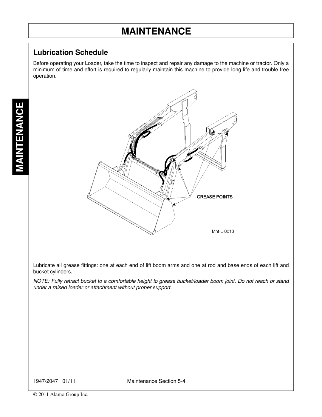 Bush Hog 1947, 2047 manual Lubrication Schedule 