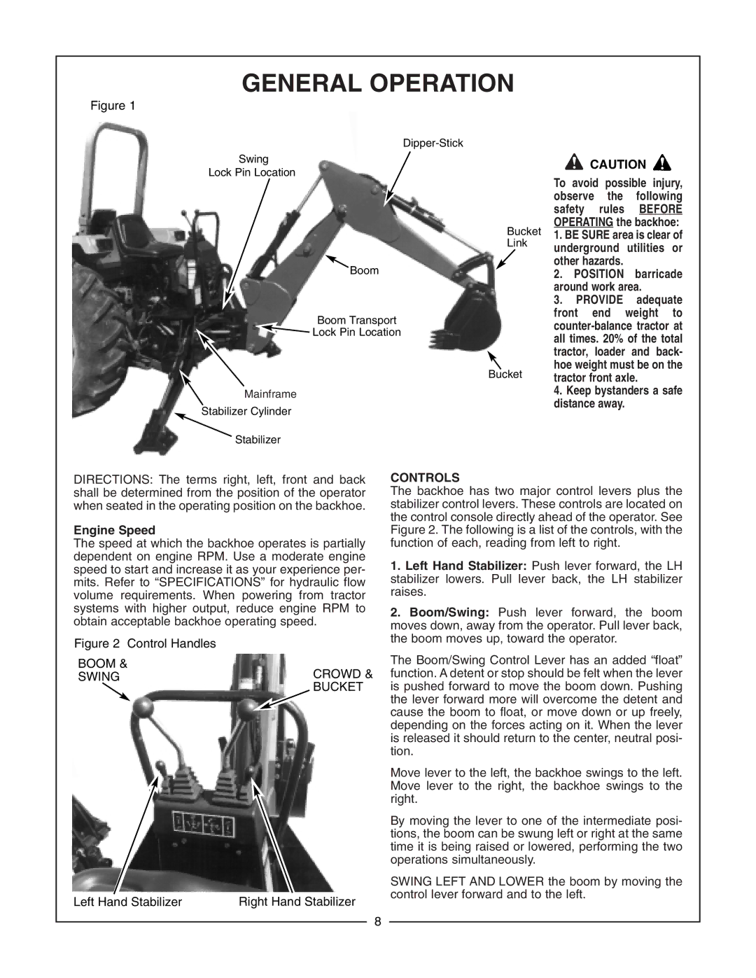 Bush Hog 2165 manual Keep bystanders a safe distance away, Engine Speed, Controls 