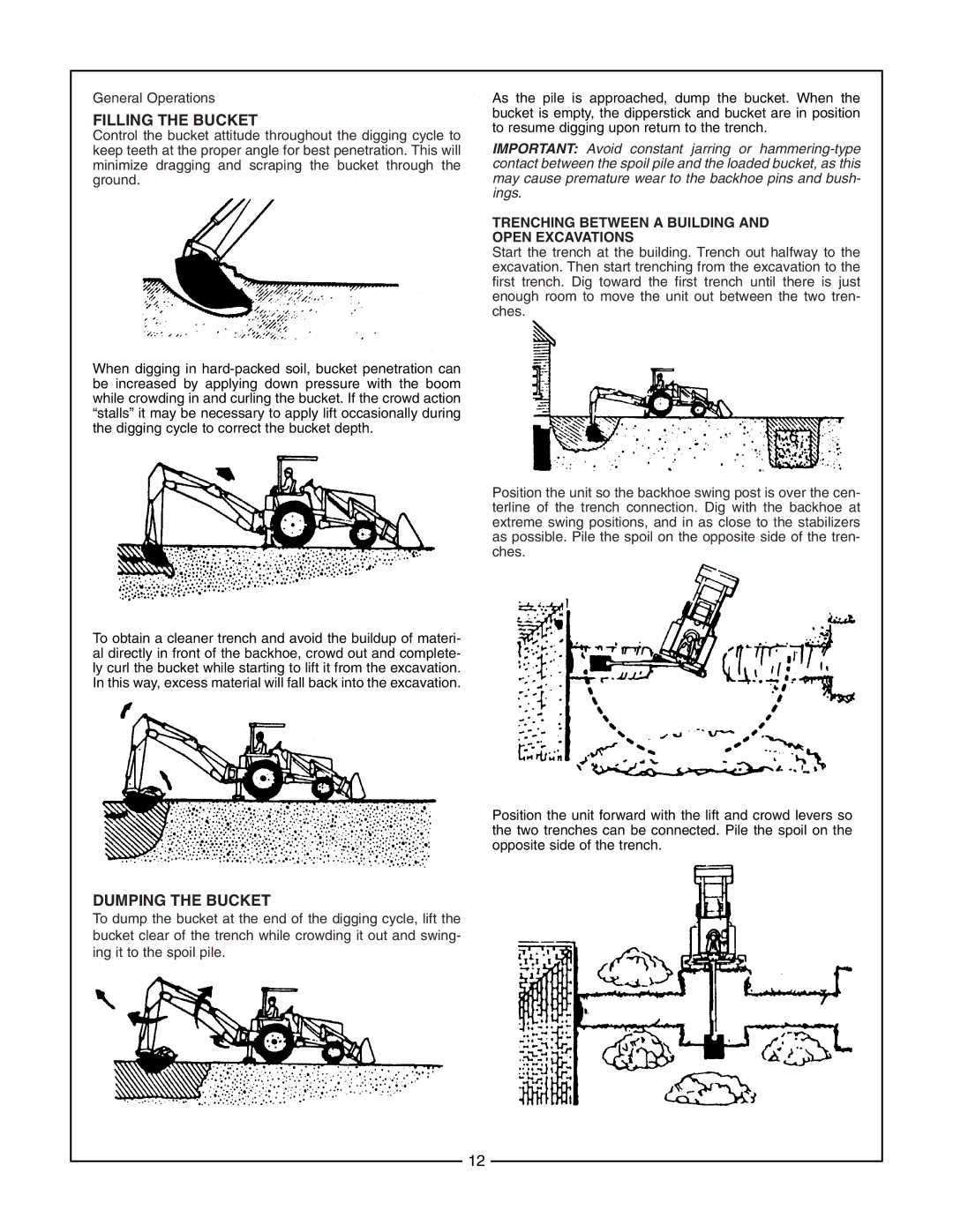 Bush Hog 2165 manual Filling the Bucket, Dumping the Bucket 