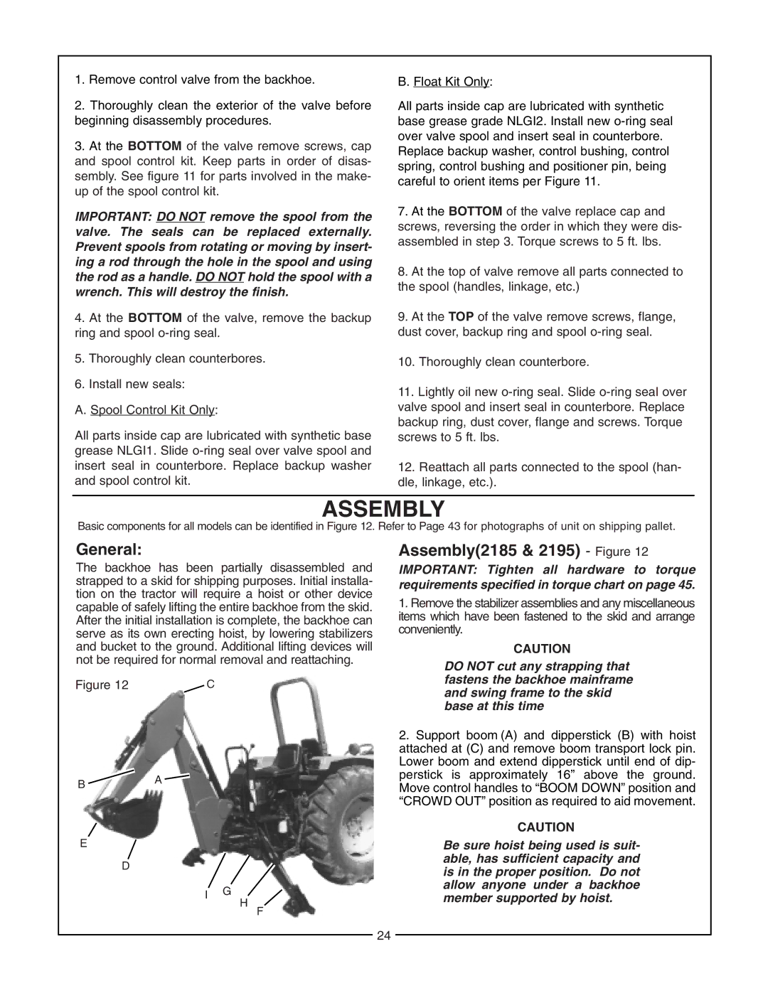 Bush Hog 2165 manual Assembly, General 