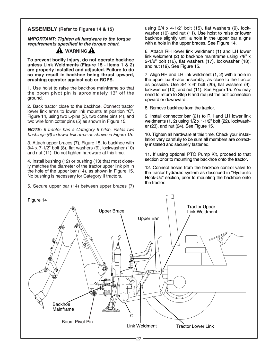 Bush Hog 2165 manual Assembly Refer to Figures 14 