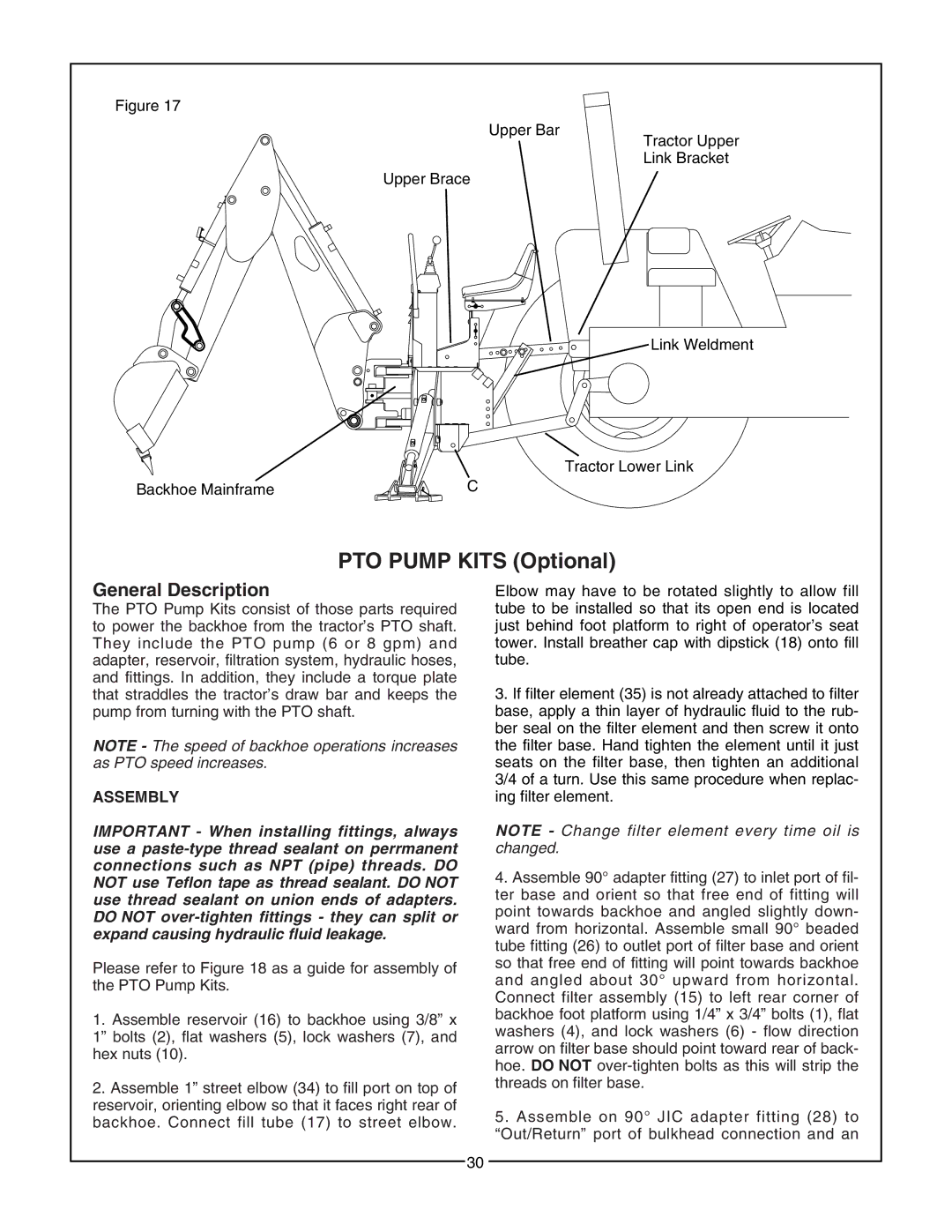 Bush Hog 2165 manual PTO Pump Kits Optional, Assembly 