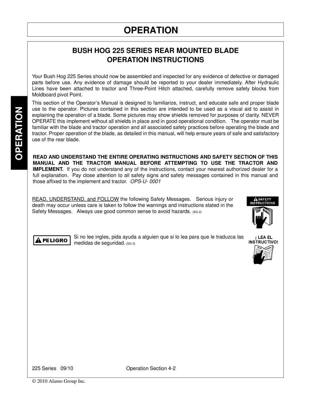 Bush Hog 225 manual Operation 