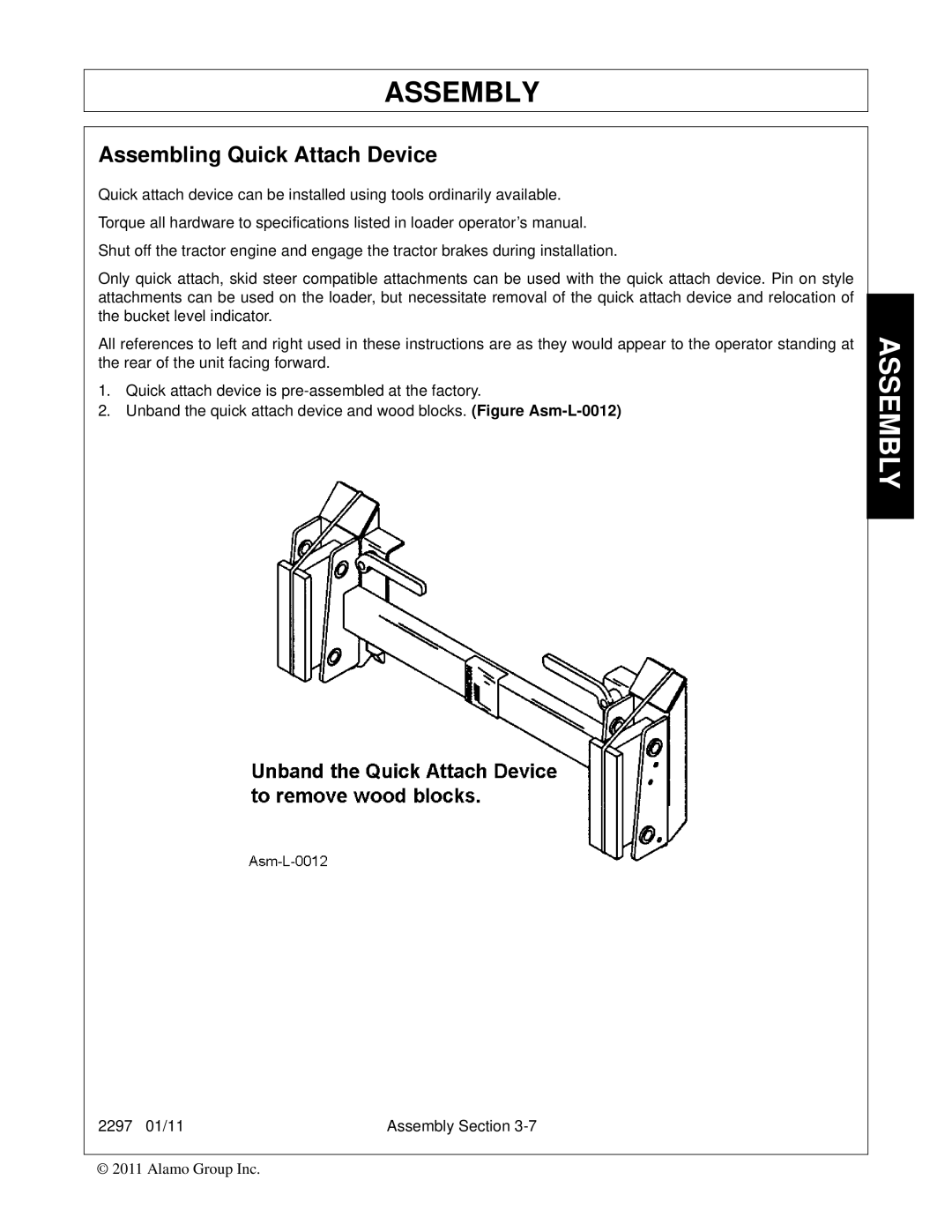 Bush Hog 2297 manual Assembling Quick Attach Device 