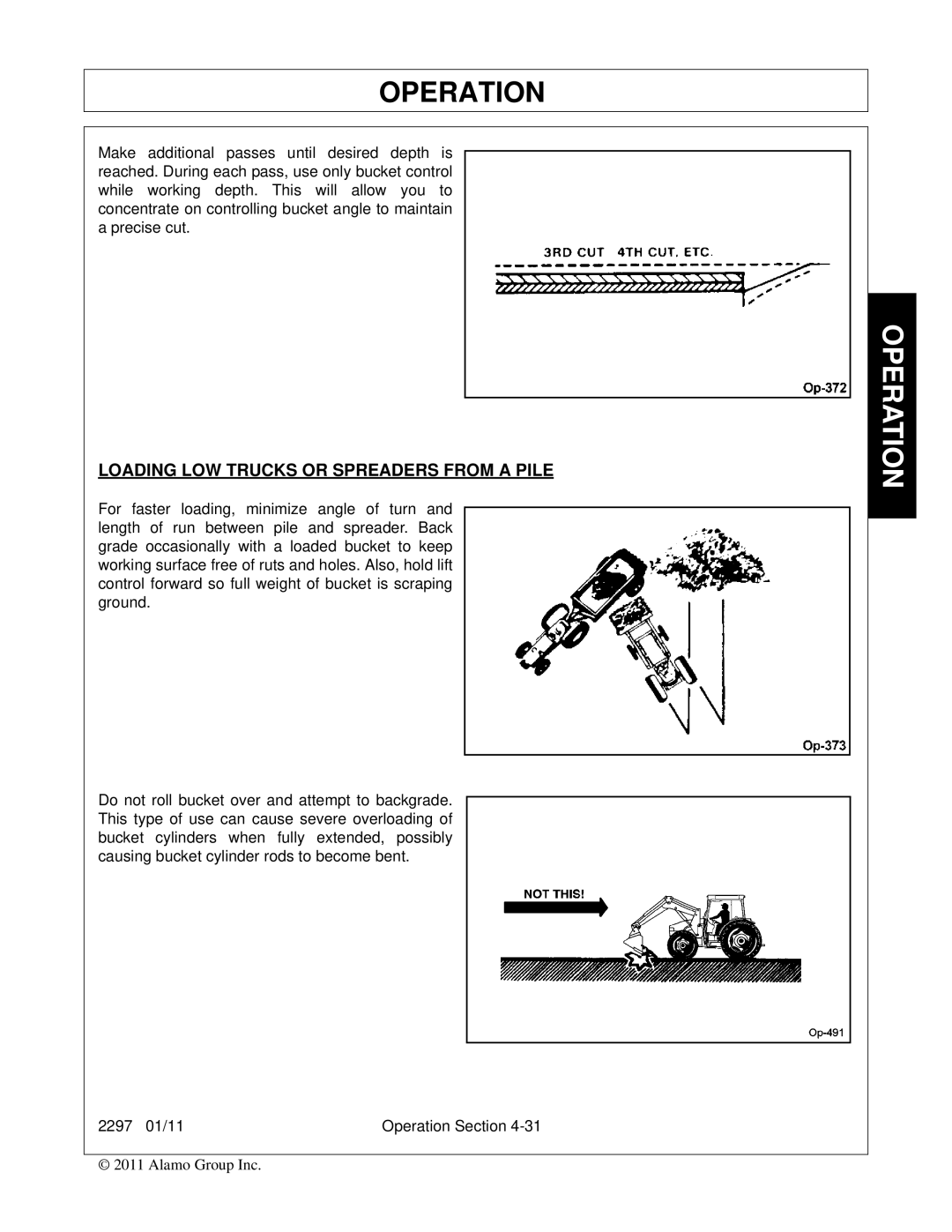 Bush Hog 2297 manual Loading LOW Trucks or Spreaders from a Pile 