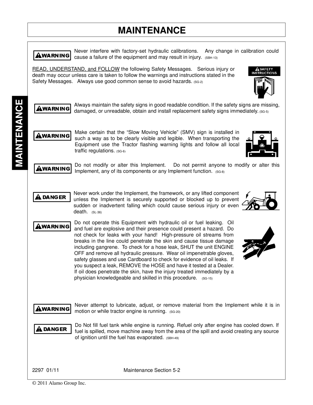 Bush Hog 2297 manual Maintenance 