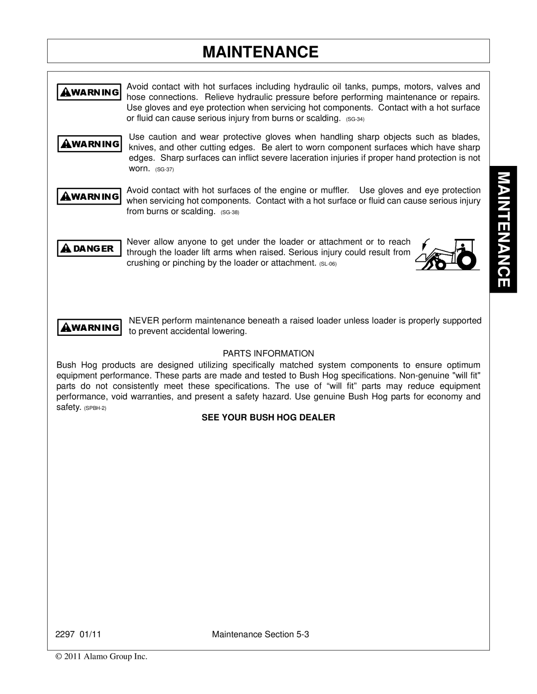 Bush Hog manual 2297 01/11 Maintenance Section 