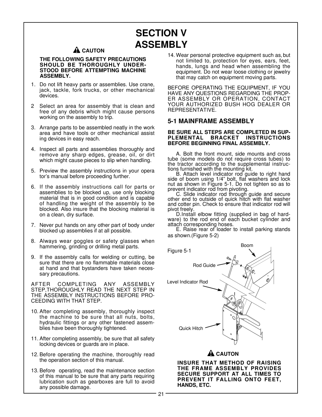 Bush Hog 2347 QT manual Section, Mainframe Assembly 