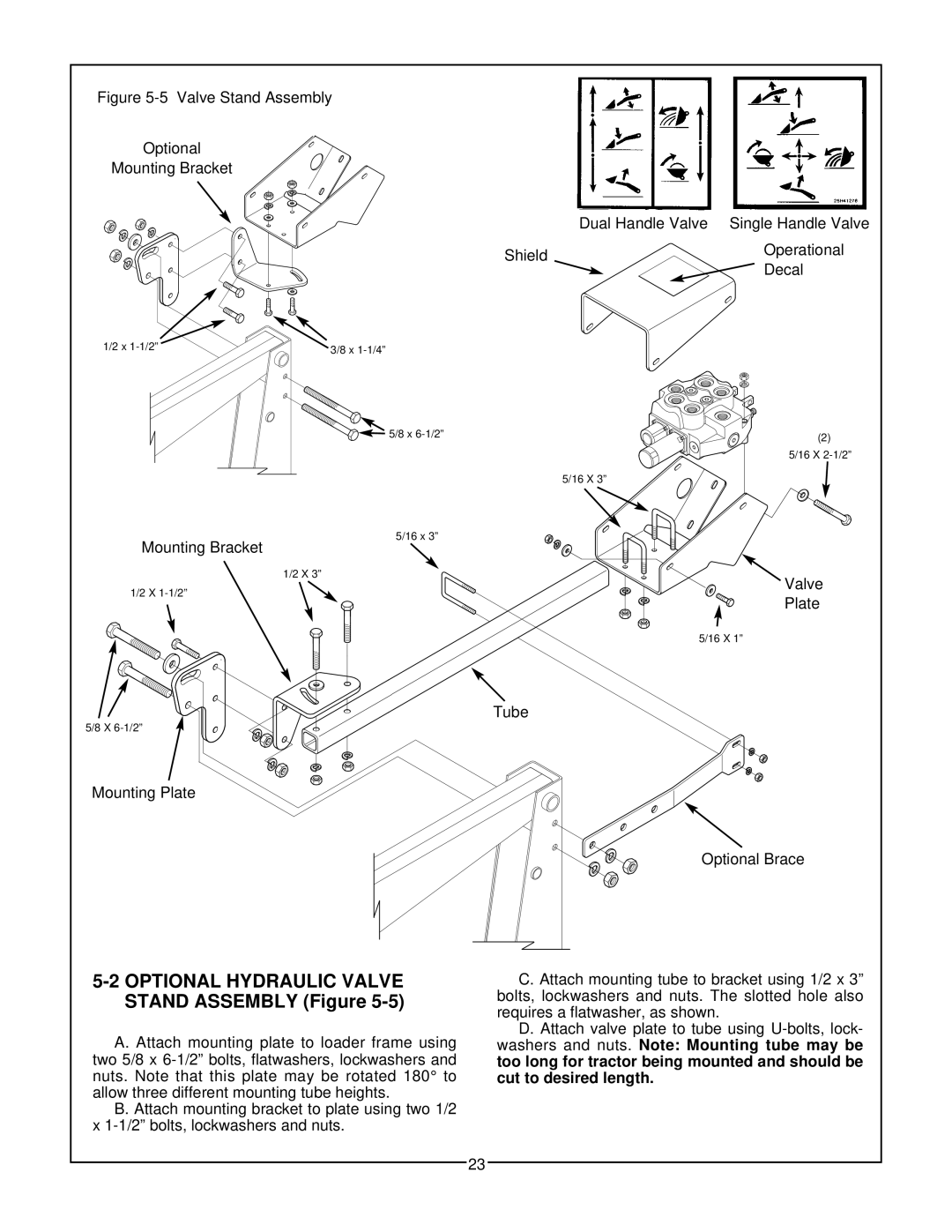 Bush Hog 2347 QT manual Optional Hydraulic Valve Stand Assembly Figure 