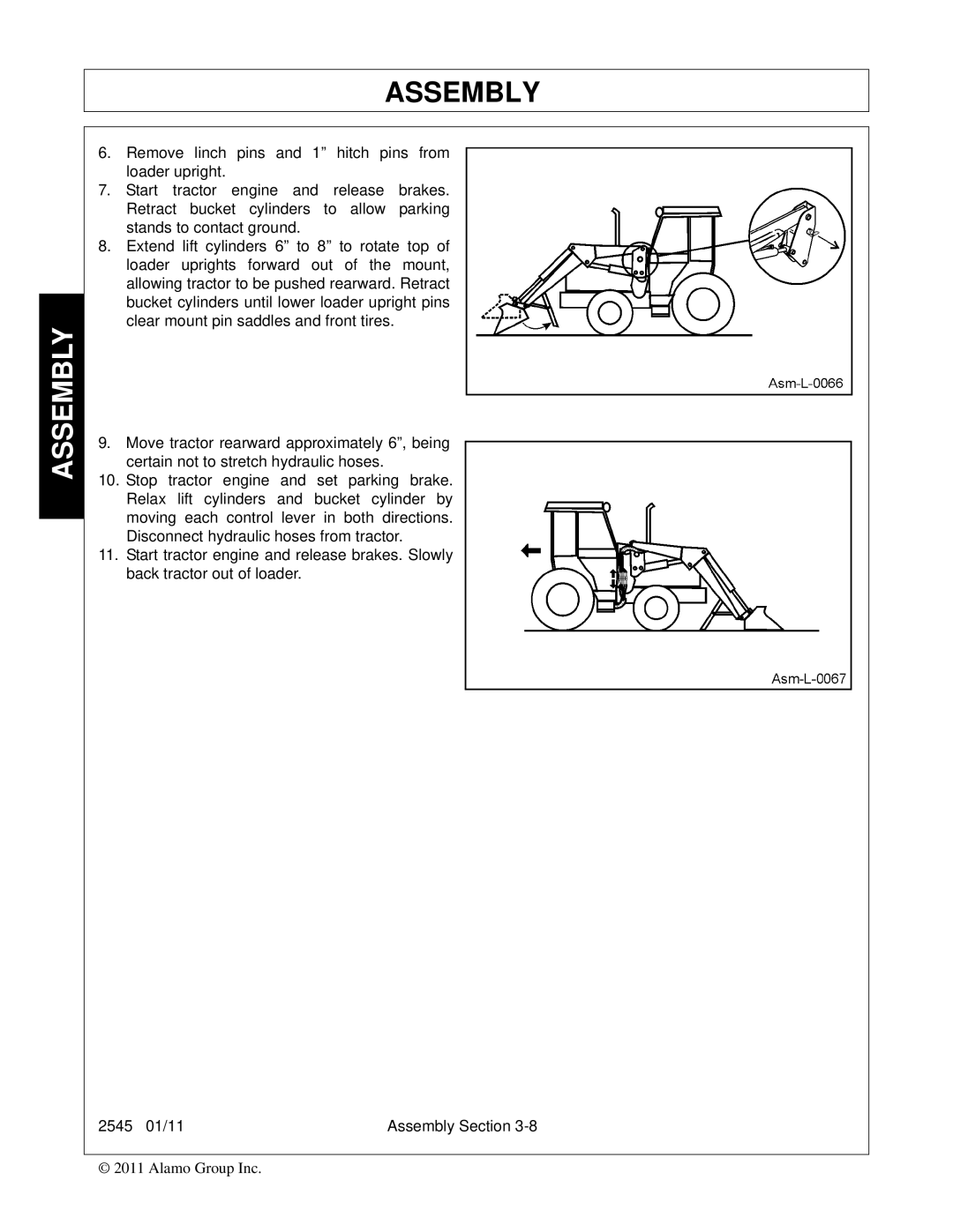 Bush Hog 2545 manual Assembly 