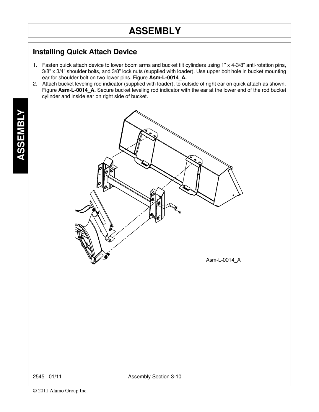 Bush Hog 2545 manual Installing Quick Attach Device 