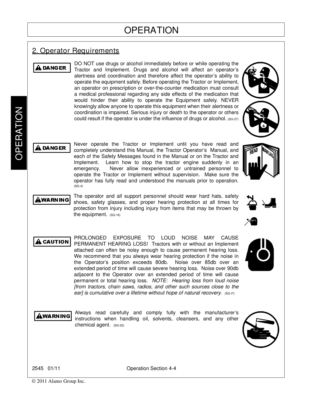 Bush Hog 2545 manual Operator Requirements 