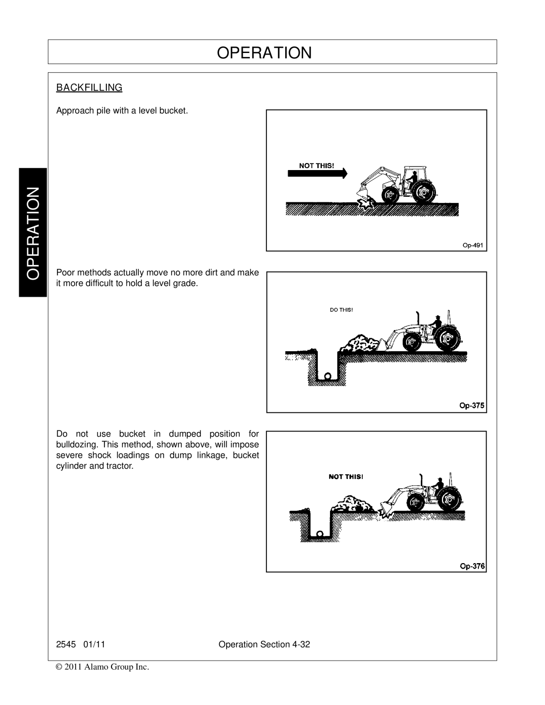 Bush Hog 2545 manual Backfilling 