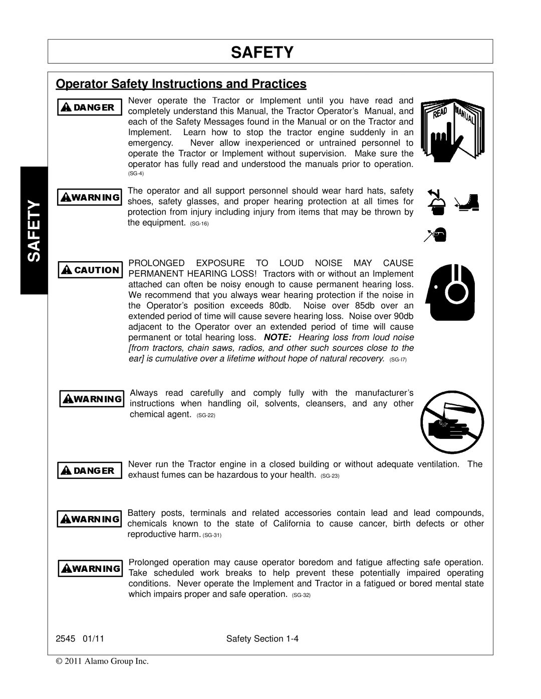 Bush Hog 2545 manual Operator Safety Instructions and Practices 