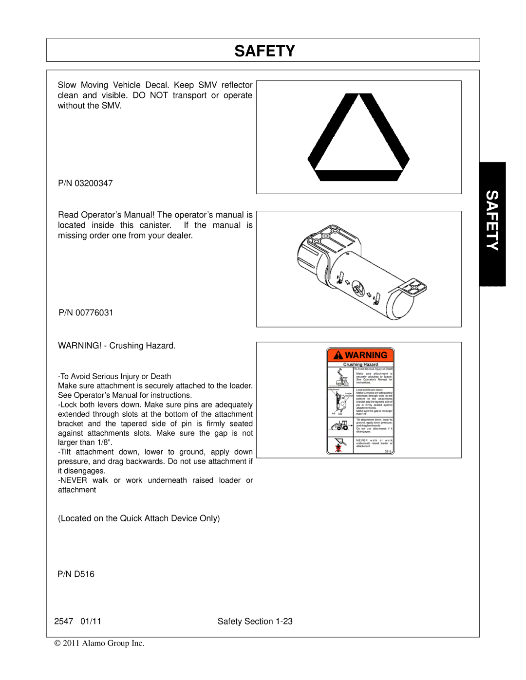 Bush Hog 2547 manual Safety 