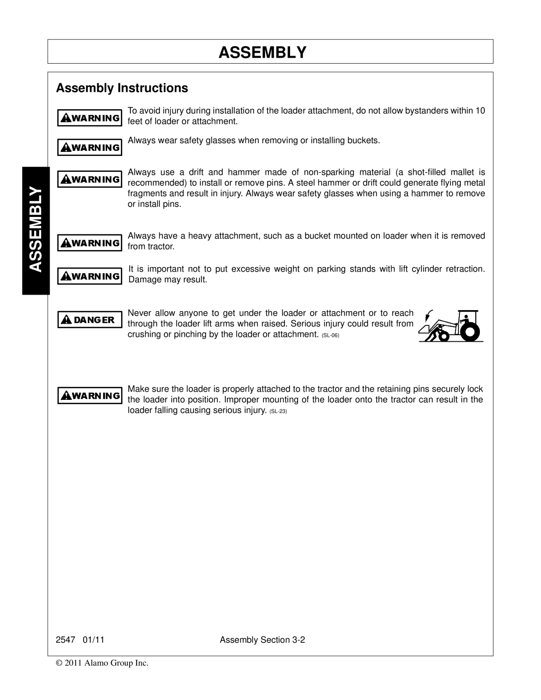 Bush Hog 2547 manual Assembly Instructions 