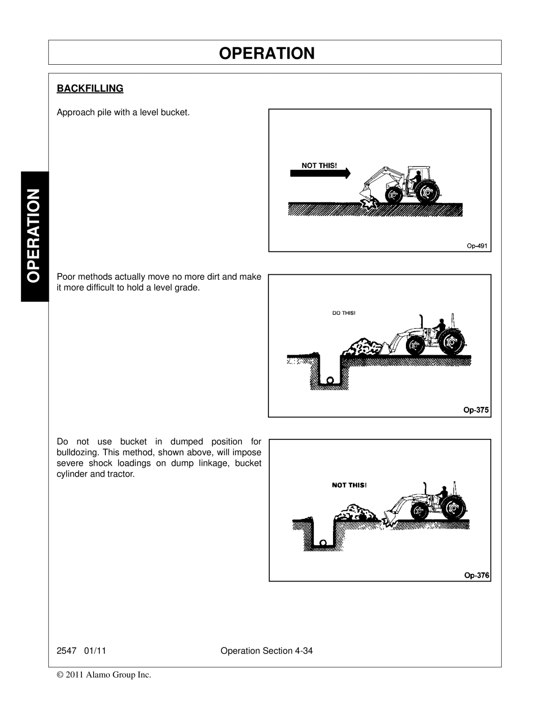 Bush Hog 2547 manual Backfilling 