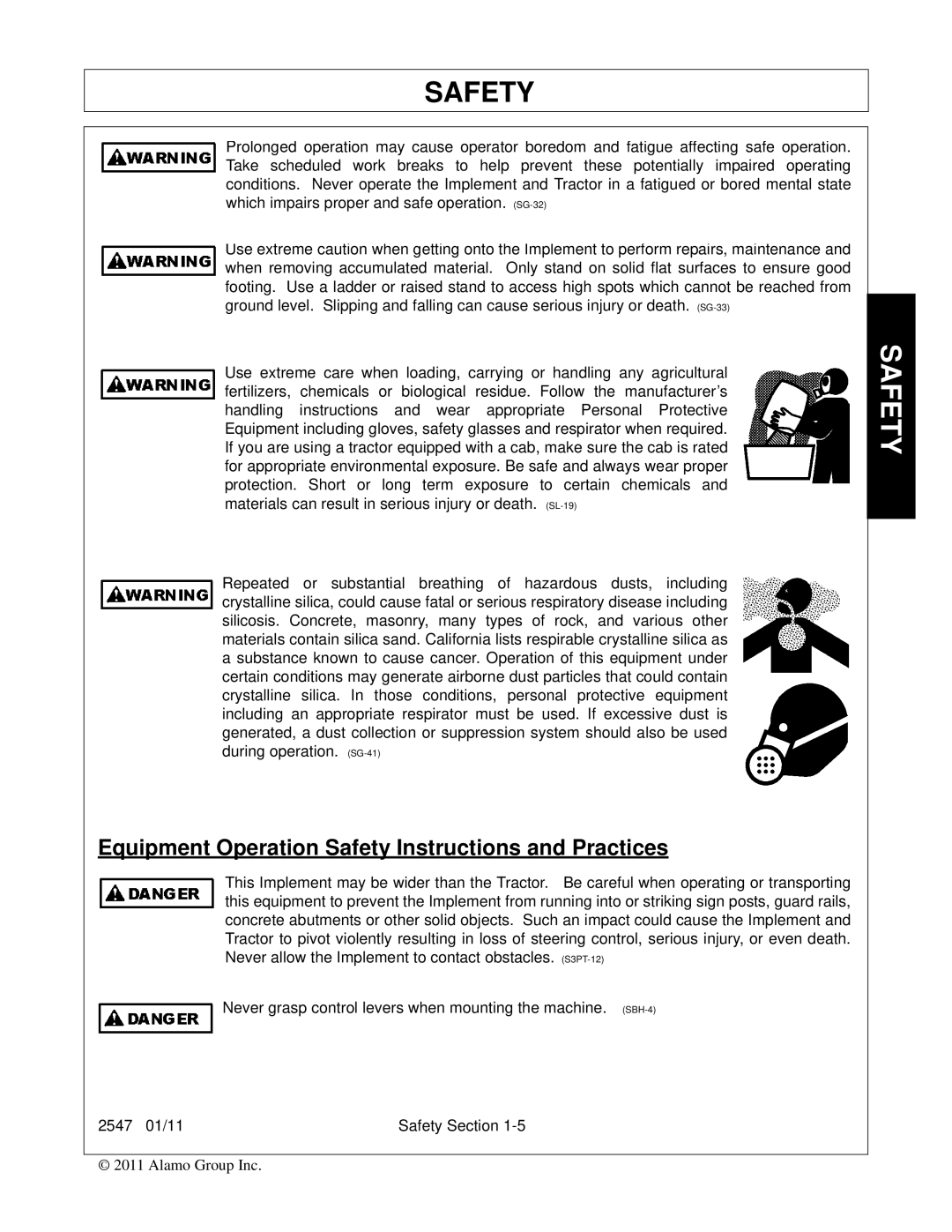 Bush Hog 2547 manual Equipment Operation Safety Instructions and Practices 