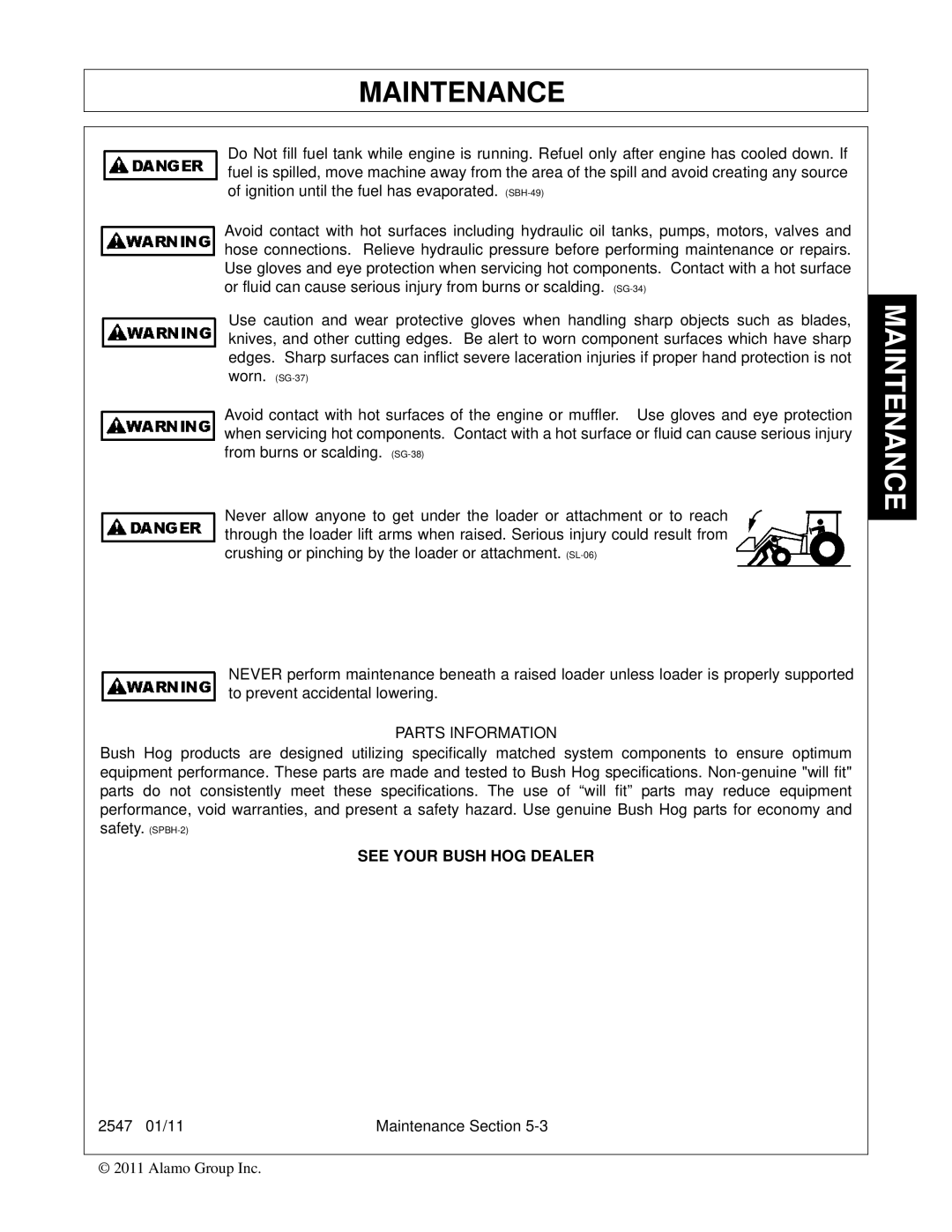 Bush Hog manual 2547 01/11 Maintenance Section 