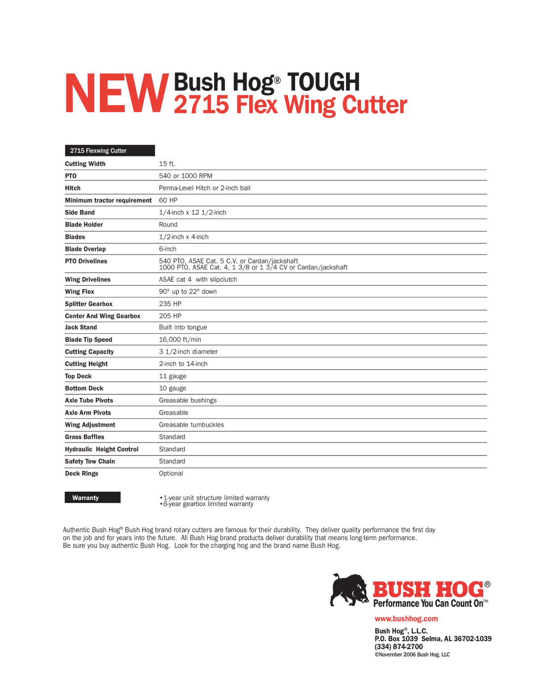 Bush Hog 2715Legend manual Flex Wing Cutter 