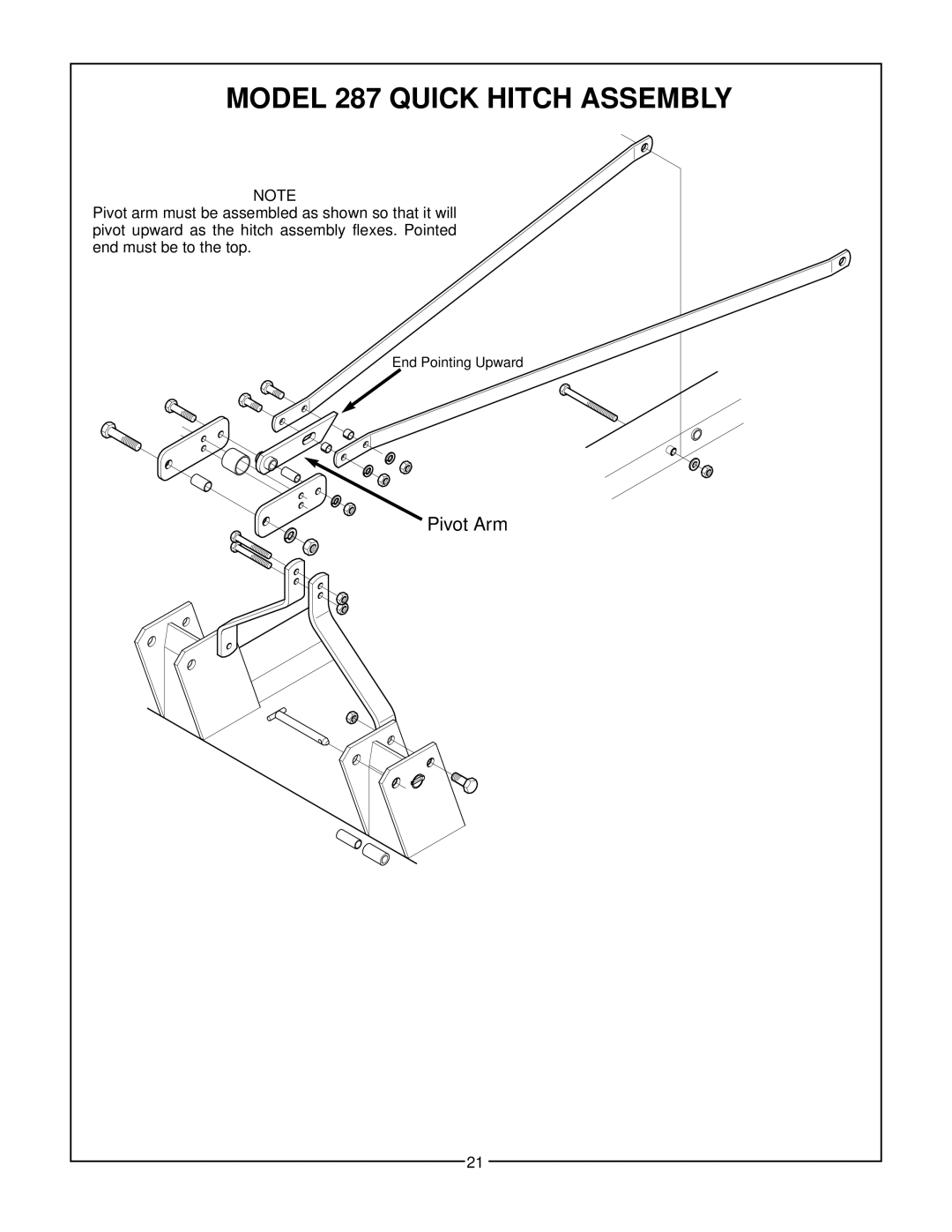 Bush Hog 280 manual Model 287 Quick Hitch Assembly 