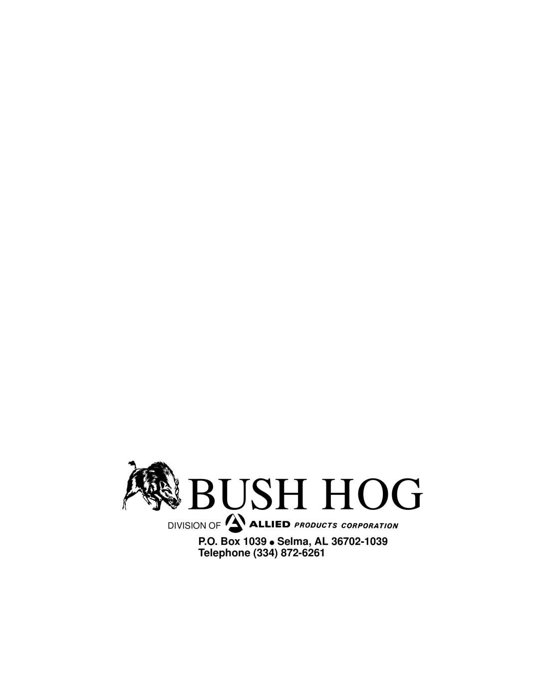 Bush Hog 280 manual Bush HOG 