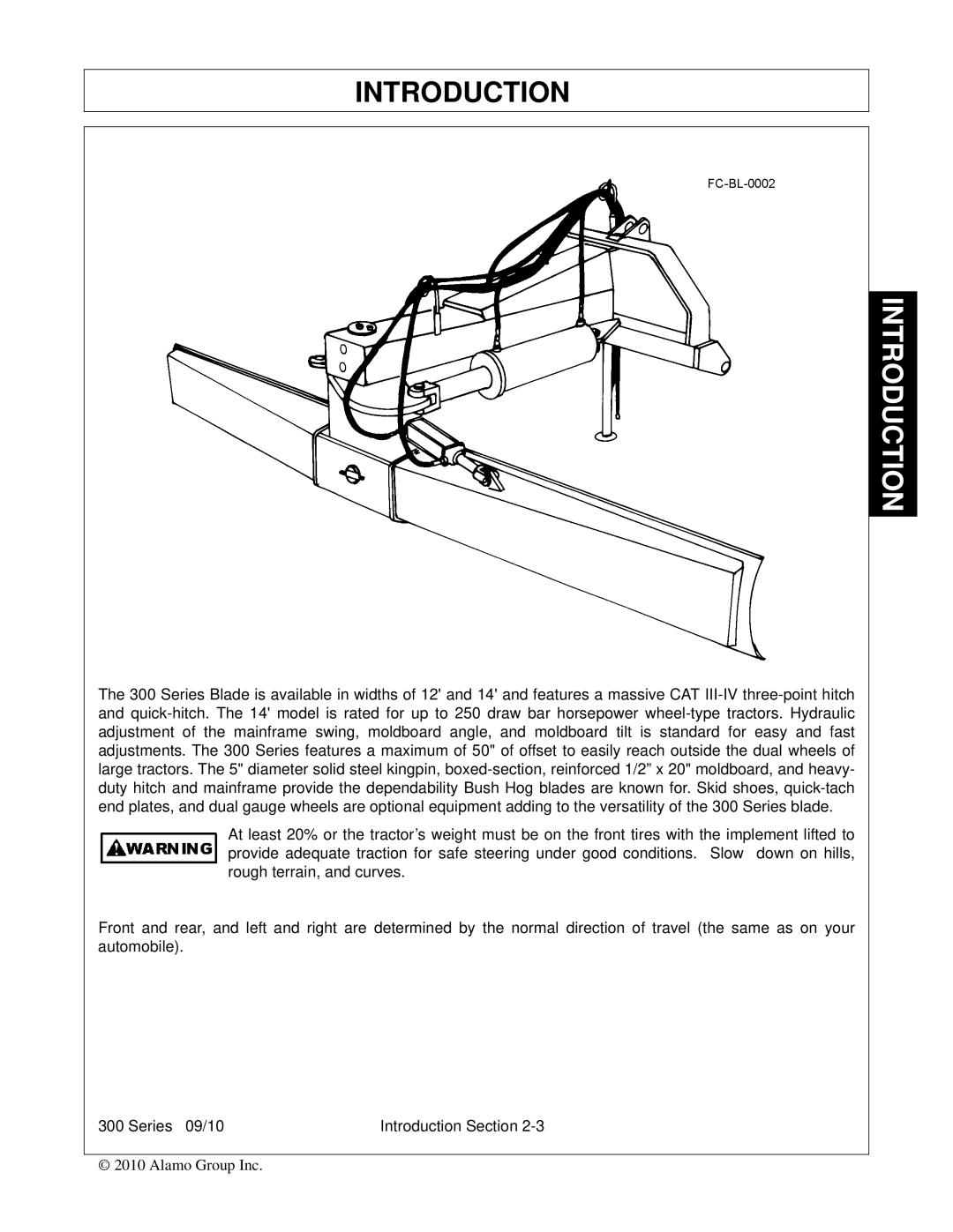 Bush Hog 300 manual Introduction 