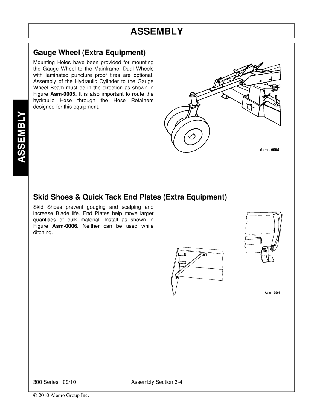 Bush Hog 300 manual Gauge Wheel Extra Equipment, Skid Shoes & Quick Tack End Plates Extra Equipment 