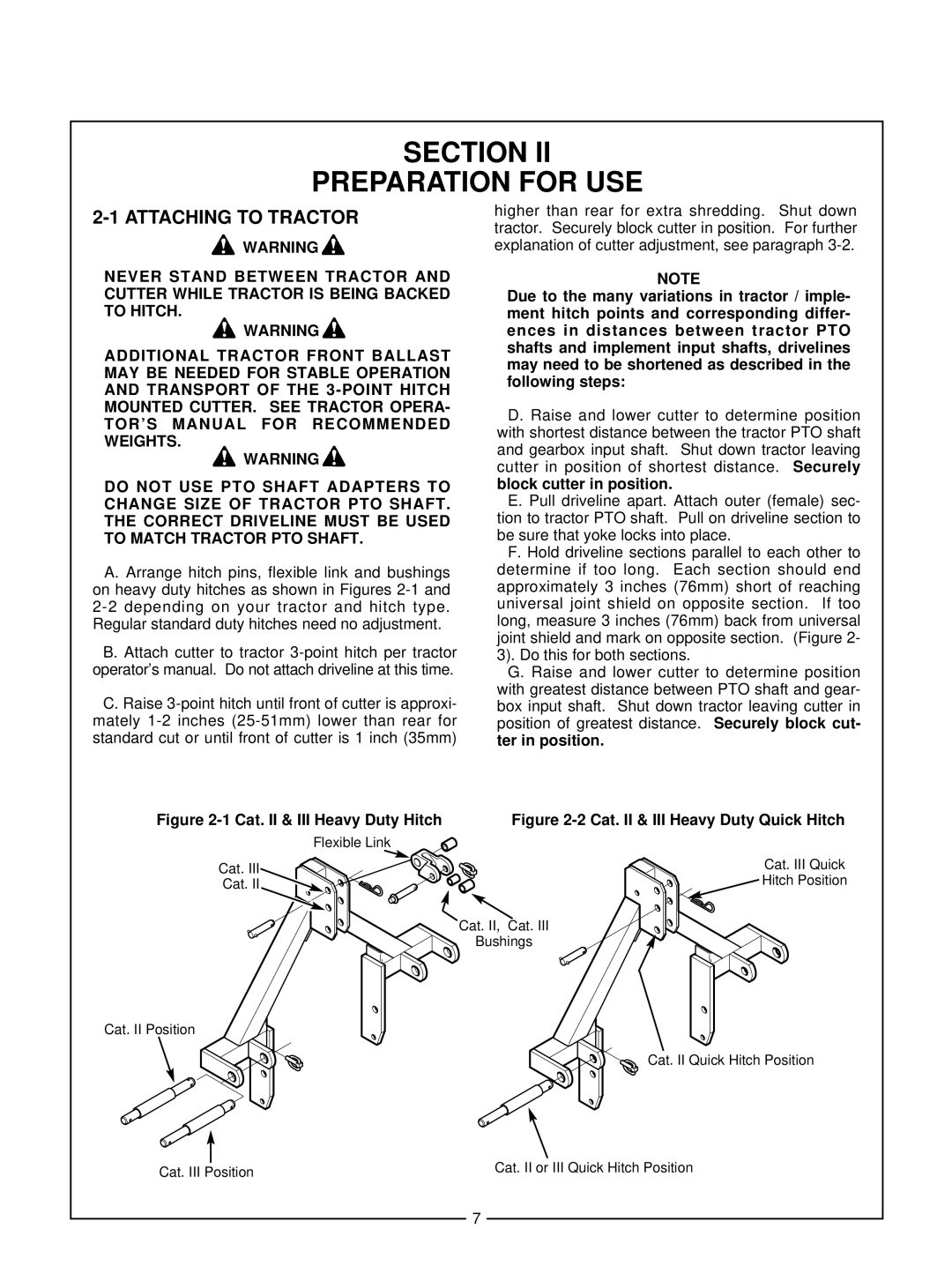 Bush Hog 306, 305 manual Section Preparation for USE, Attaching to Tractor, To Match Tractor PTO Shaft 