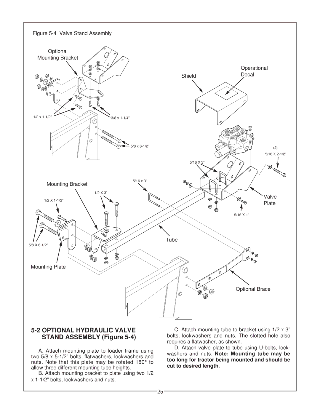 Bush Hog 2427, 3227 QT, 2847 manual Optional Hydraulic Valve Stand Assembly Figure 