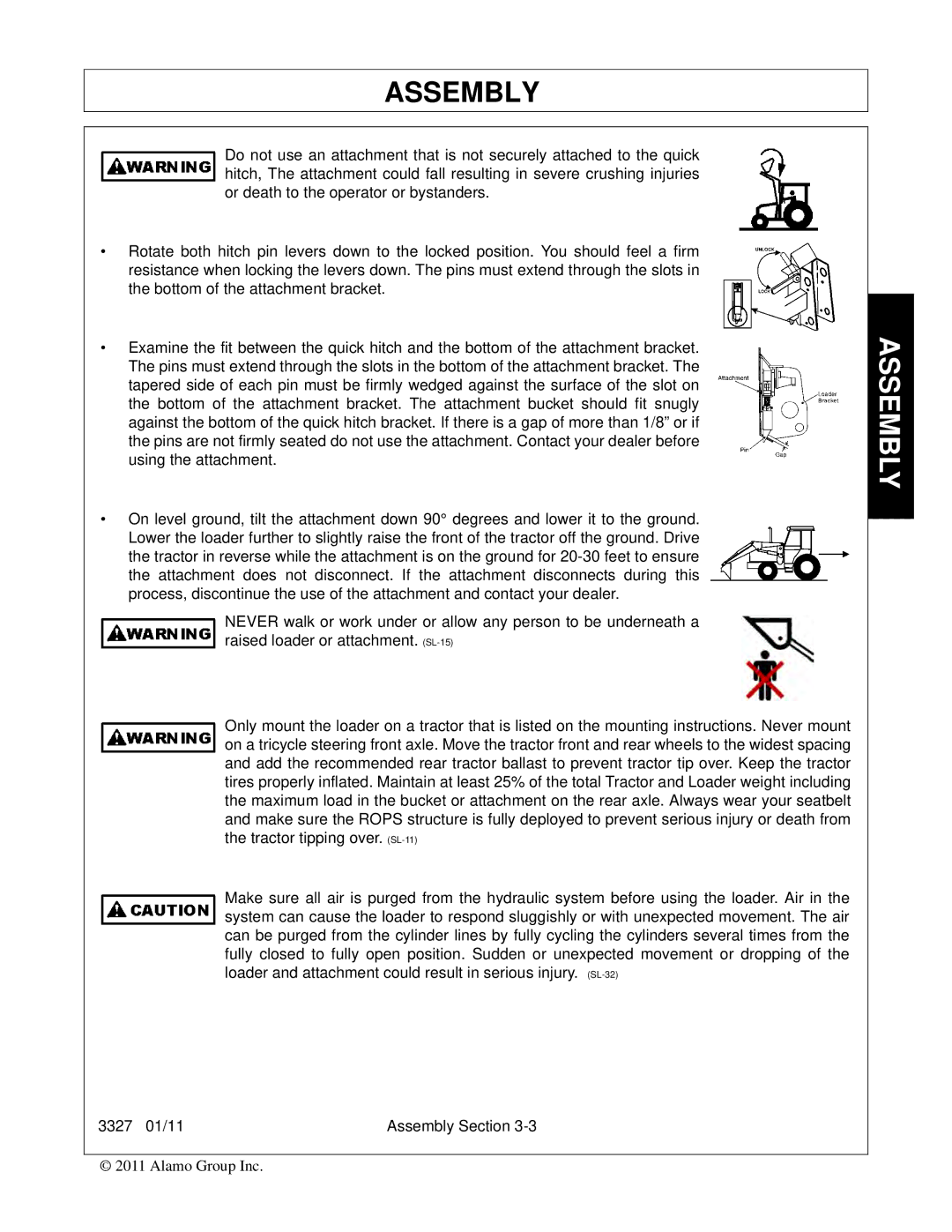 Bush Hog 3327 manual Assembly 