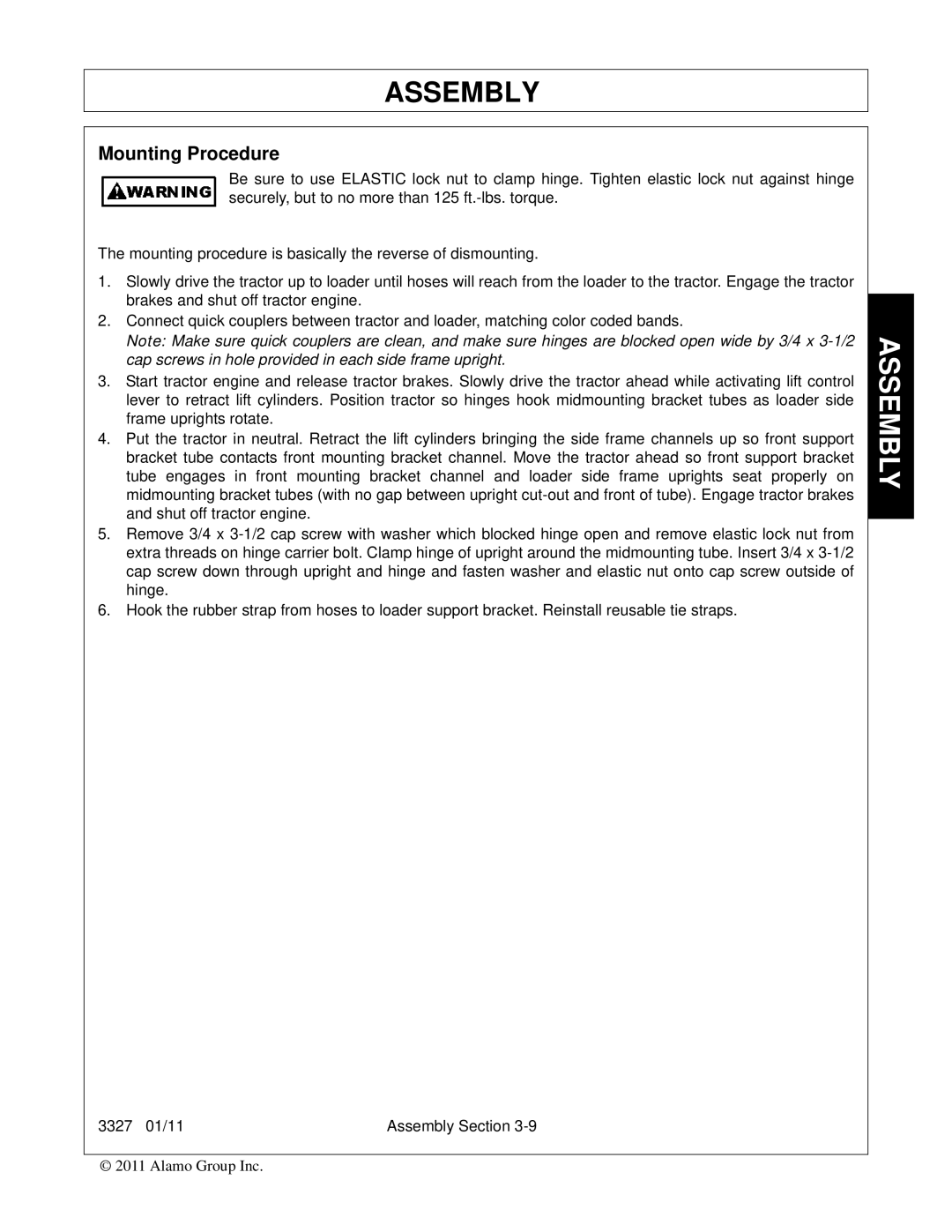 Bush Hog 3327 manual Mounting Procedure 