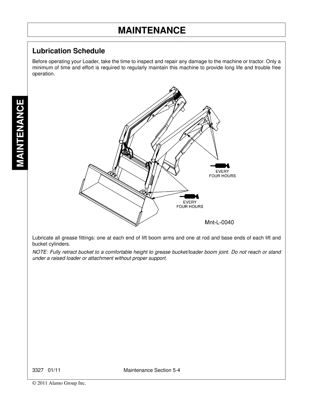 Bush Hog 3327 manual Lubrication Schedule 