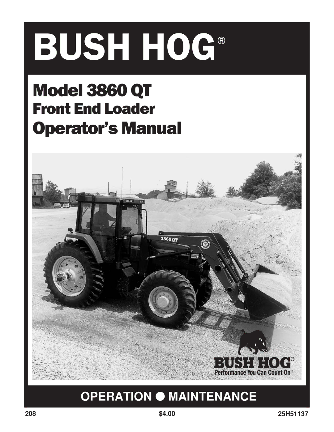 Bush Hog 3860 QT manual Bush HOG 