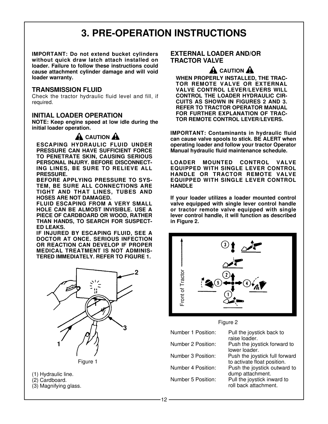 Bush Hog 3860 QT manual PRE-OPERATION Instructions, Transmission Fluid, Initial Loader Operation 