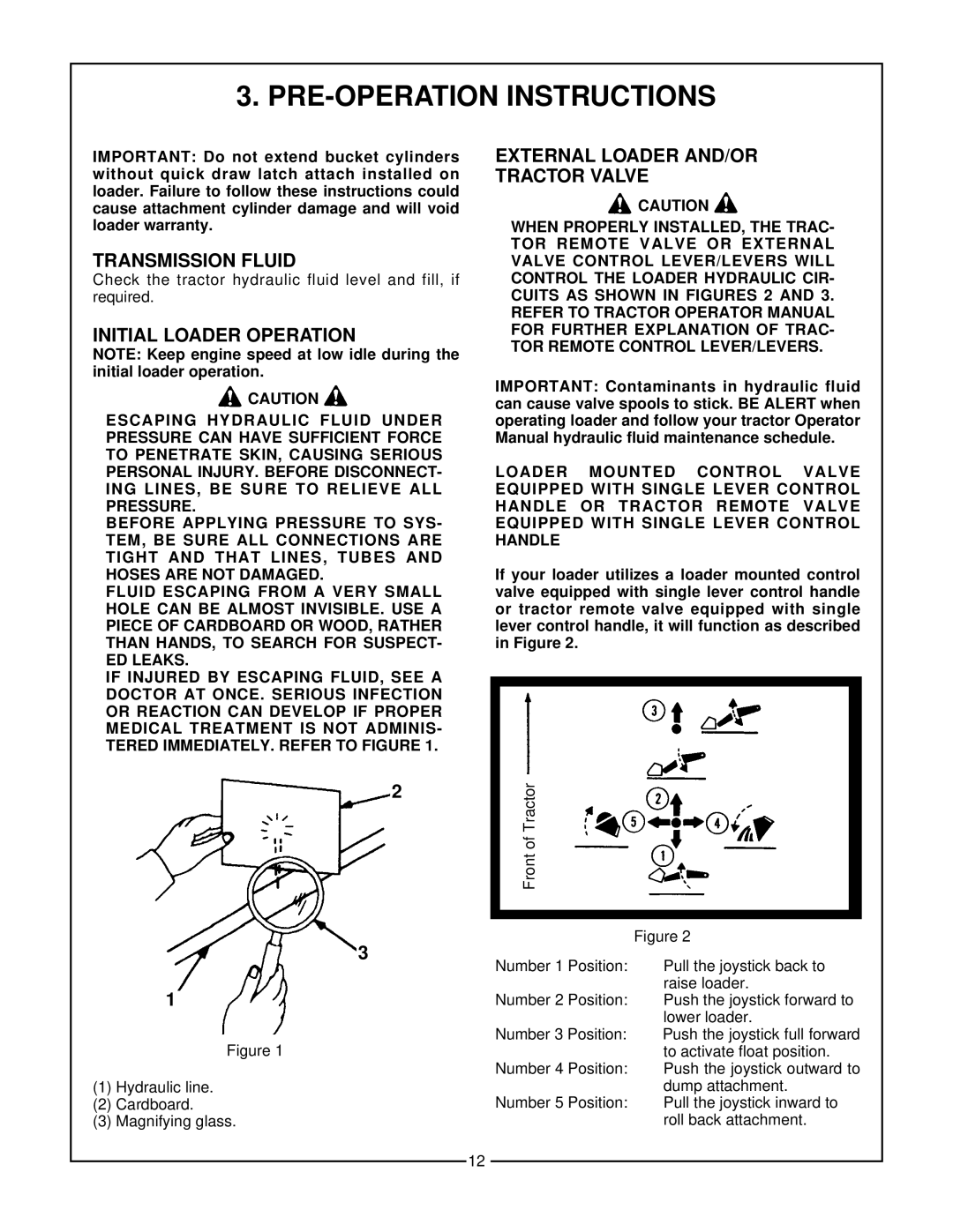 Bush Hog 3860 QT manual Pre-Operation Instructions, Transmission Fluid, Initial Loader Operation 