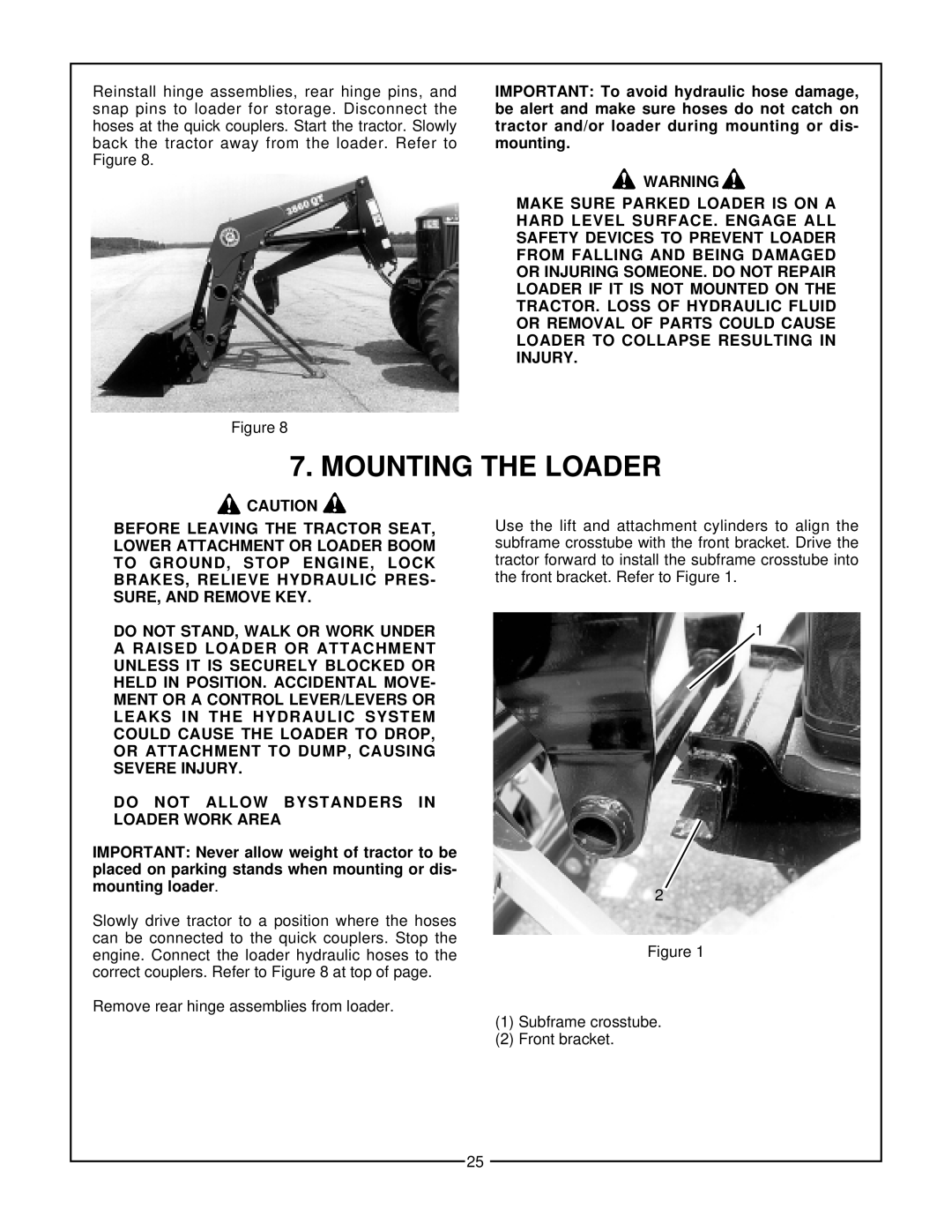Bush Hog 3860 QT manual Mounting The Loader 