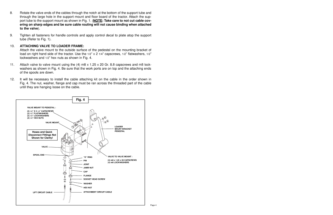 Bush Hog 5045 manual Attaching Valve to Loader Frame 