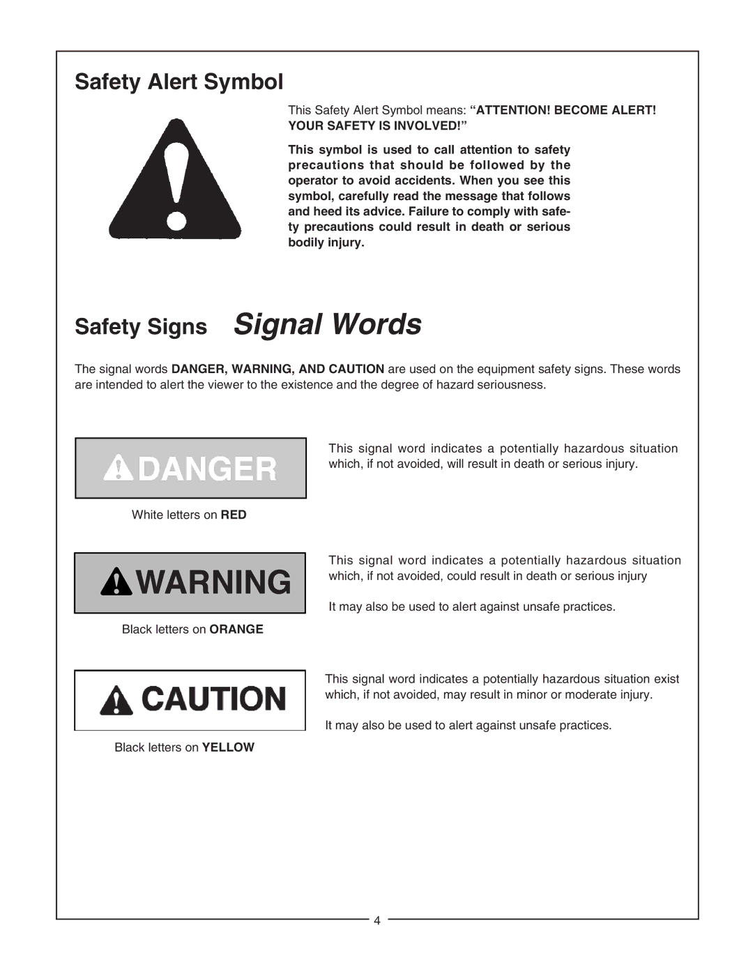 Bush Hog 5045 manual Safety Alert Symbol 