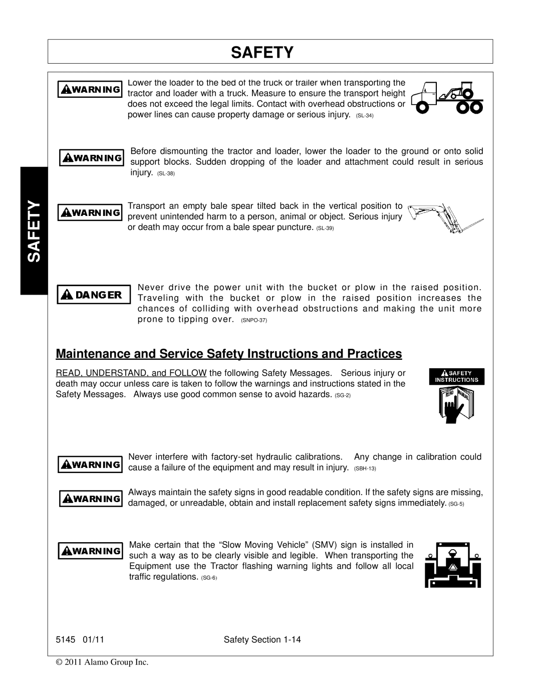 Bush Hog 5145 manual Maintenance and Service Safety Instructions and Practices 