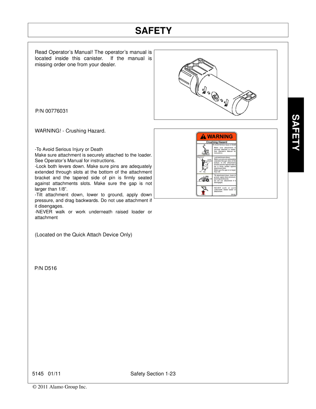 Bush Hog 5145 manual Safety 