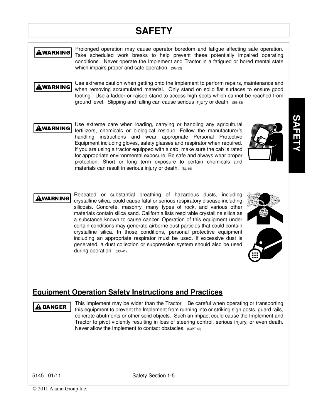 Bush Hog 5145 manual Equipment Operation Safety Instructions and Practices 