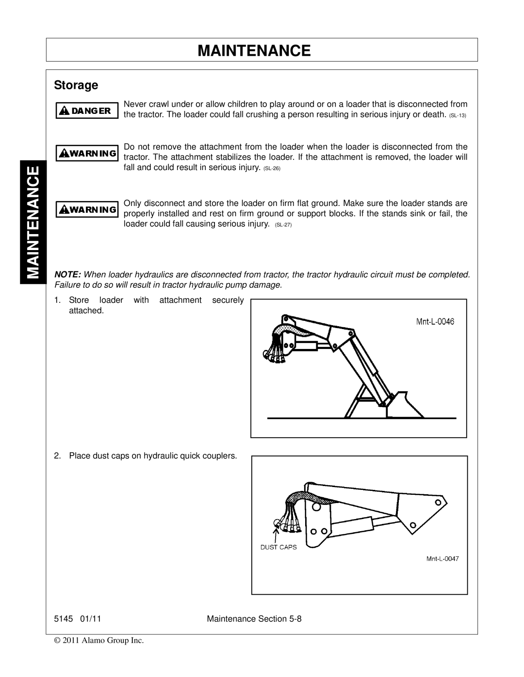 Bush Hog 5145 manual Storage 