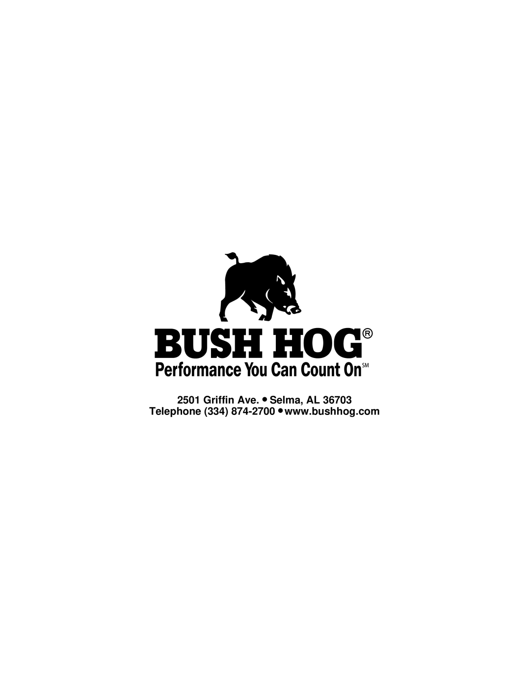 Bush Hog ATH 900 manual Griffin Ave. Selma, AL 